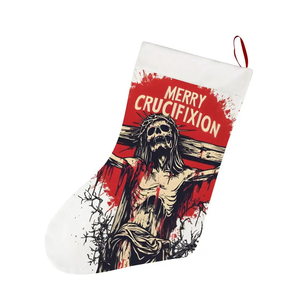 Merry Crucifixion White - Christmas socks Inkedjoy