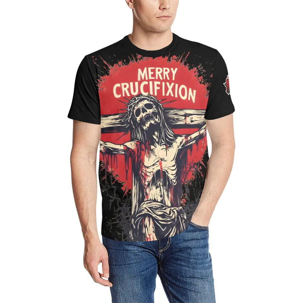 Merry Crucifixion - All Over Print T-shirt Inkedjoy