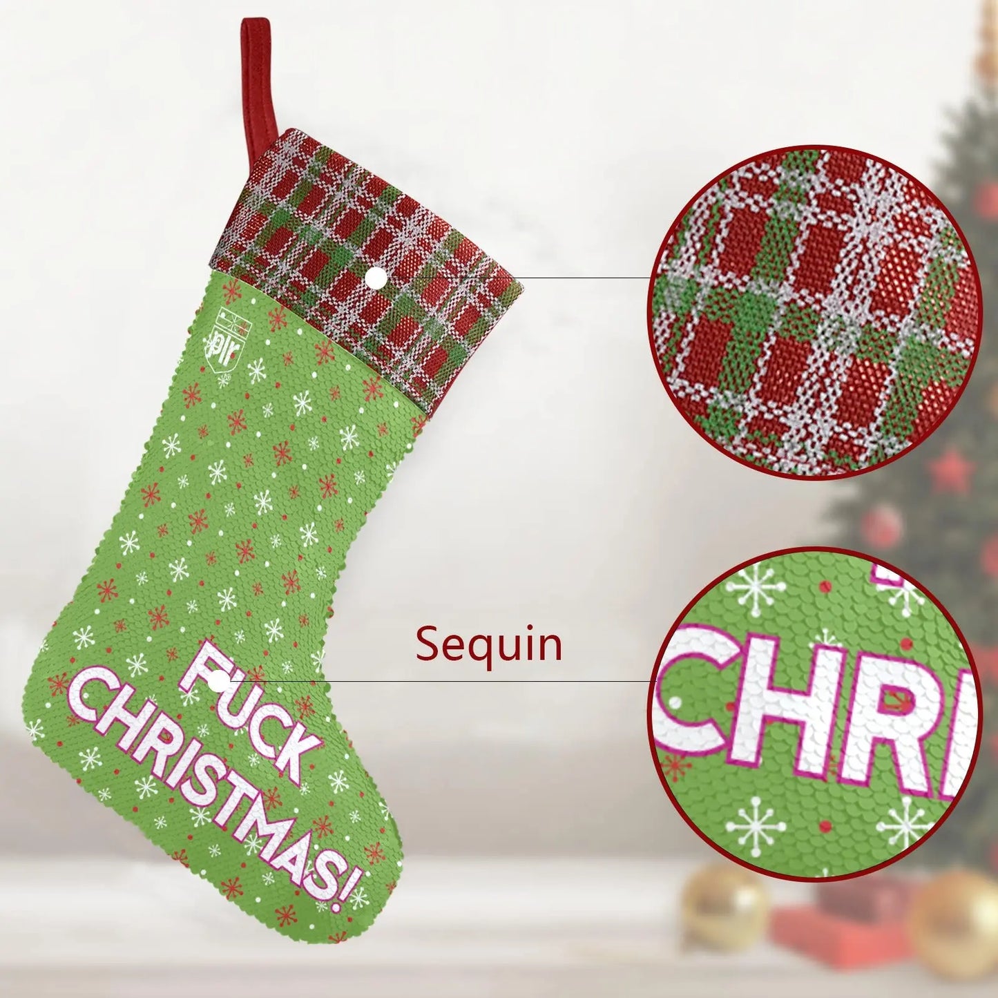 Fuck Christmas! - Sequin Christmas Stocking Inkedjoy