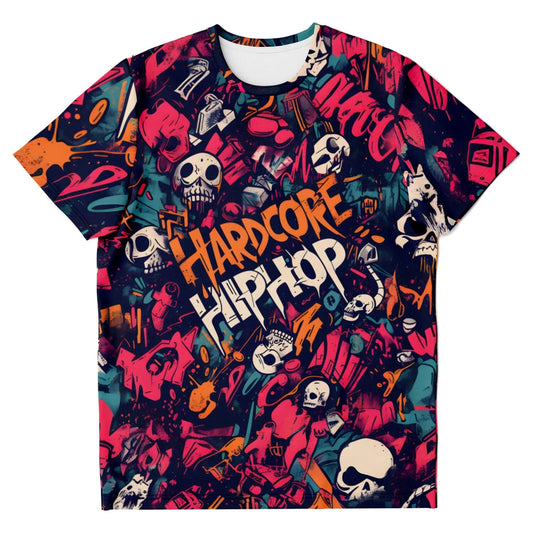 Hardcore Hiphop - Skull Collage - All Over Print - T-Shirt - NECRO SUPER STORE