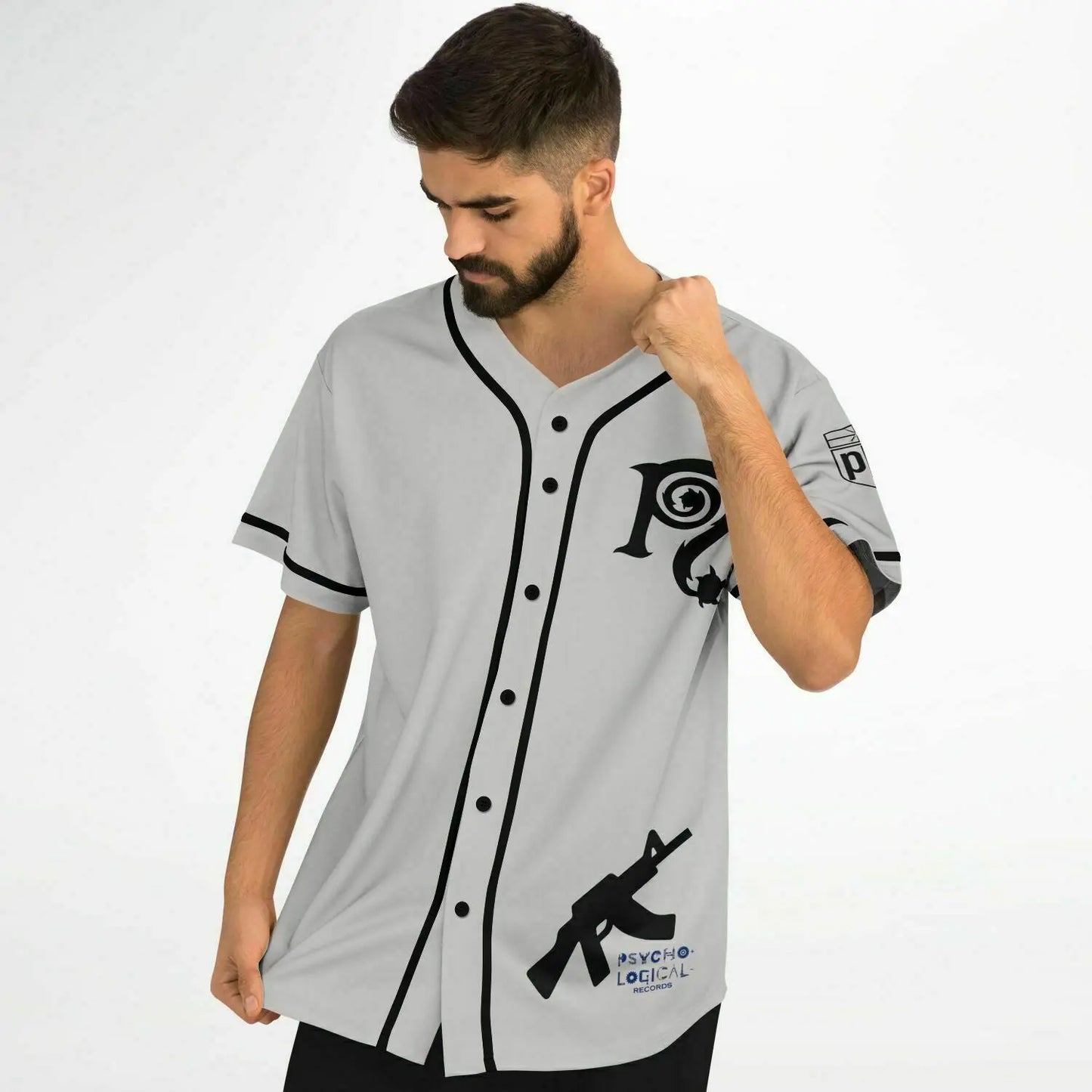 Necro -  Grey Blk N - Baseball Jersey NECRO SUPER STORE