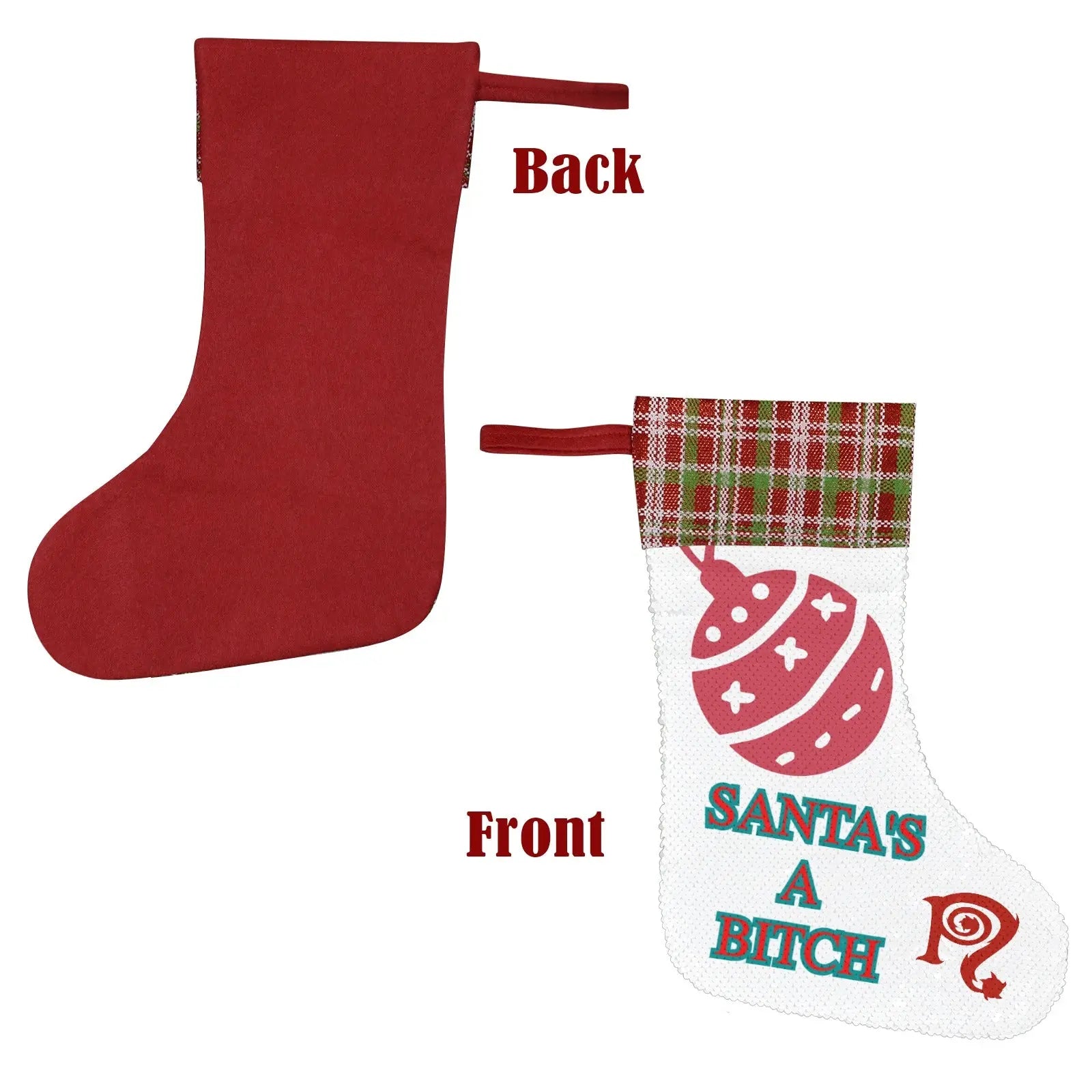 Santa's A Bitch - Sequin Christmas Stocking Inkedjoy