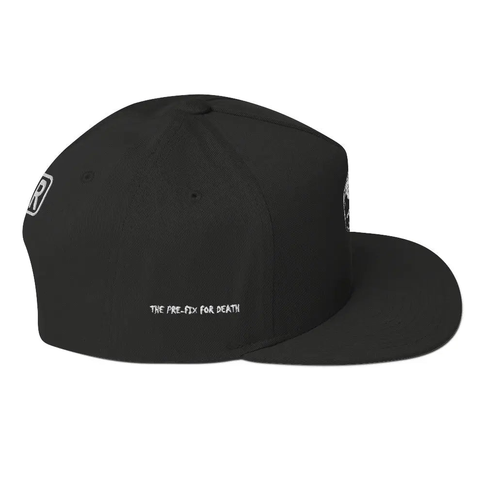 The Pre-Fix For Death - White/Black - Flat Bill Baseball Cap NECRO SUPER STORE