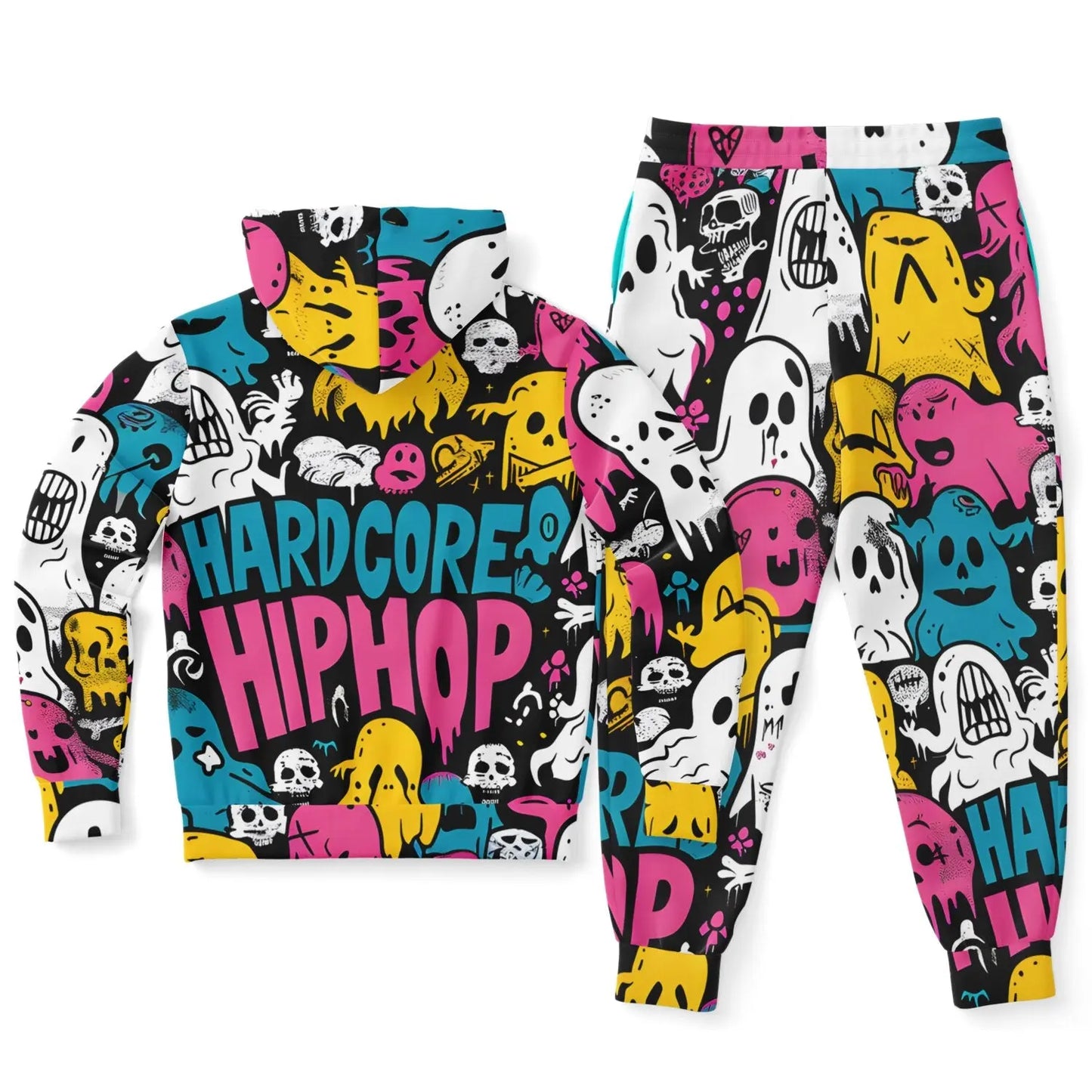 Hardcore Hiphop - Ghosts - Zip-up Hoodie & Jogger Pants - NECRO SUPER STORE