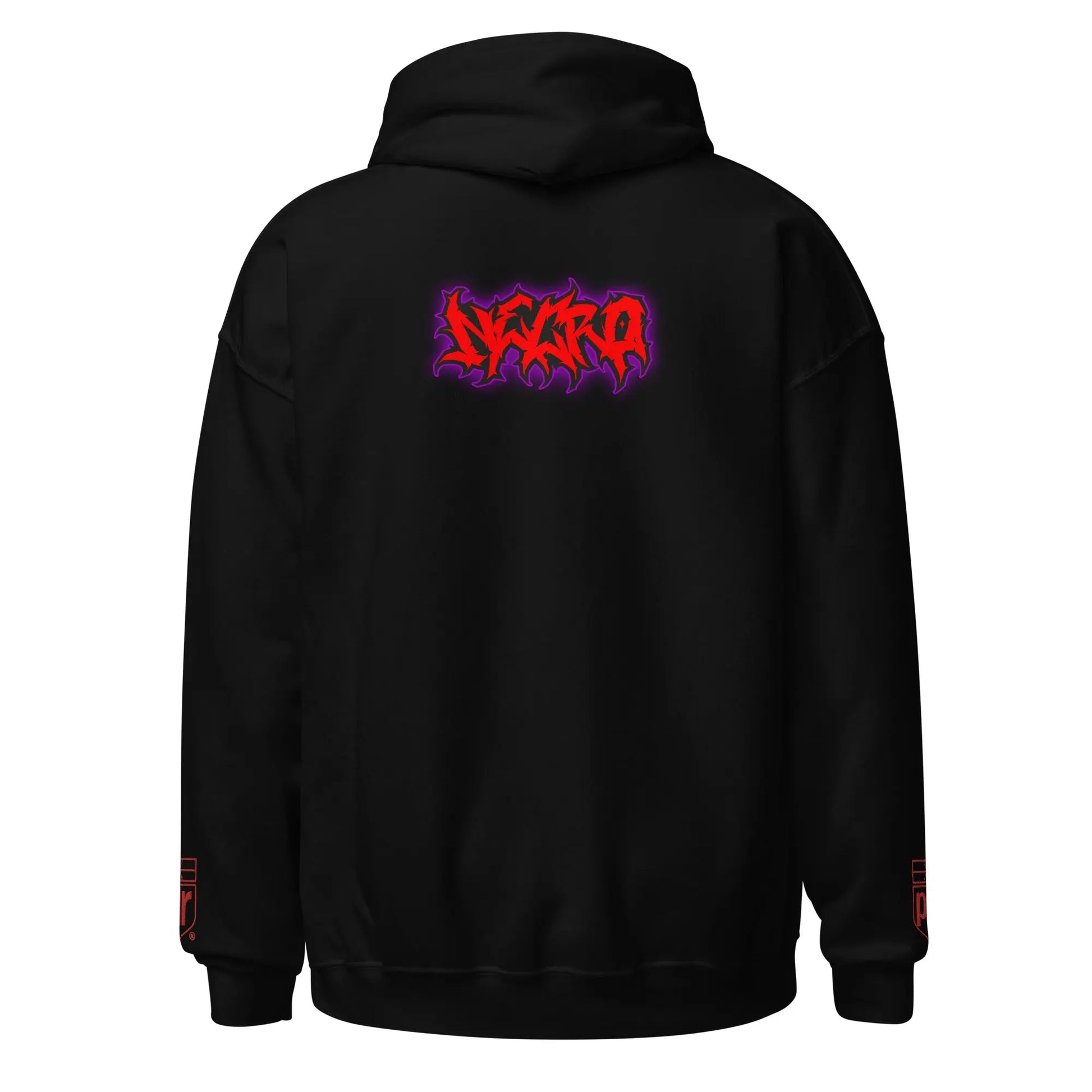 Necro - Red/Purple Logo - Hoodie - Gilden Heavyweight - Embroidered Front & Arms - Print On Back NECRO SUPER STORE