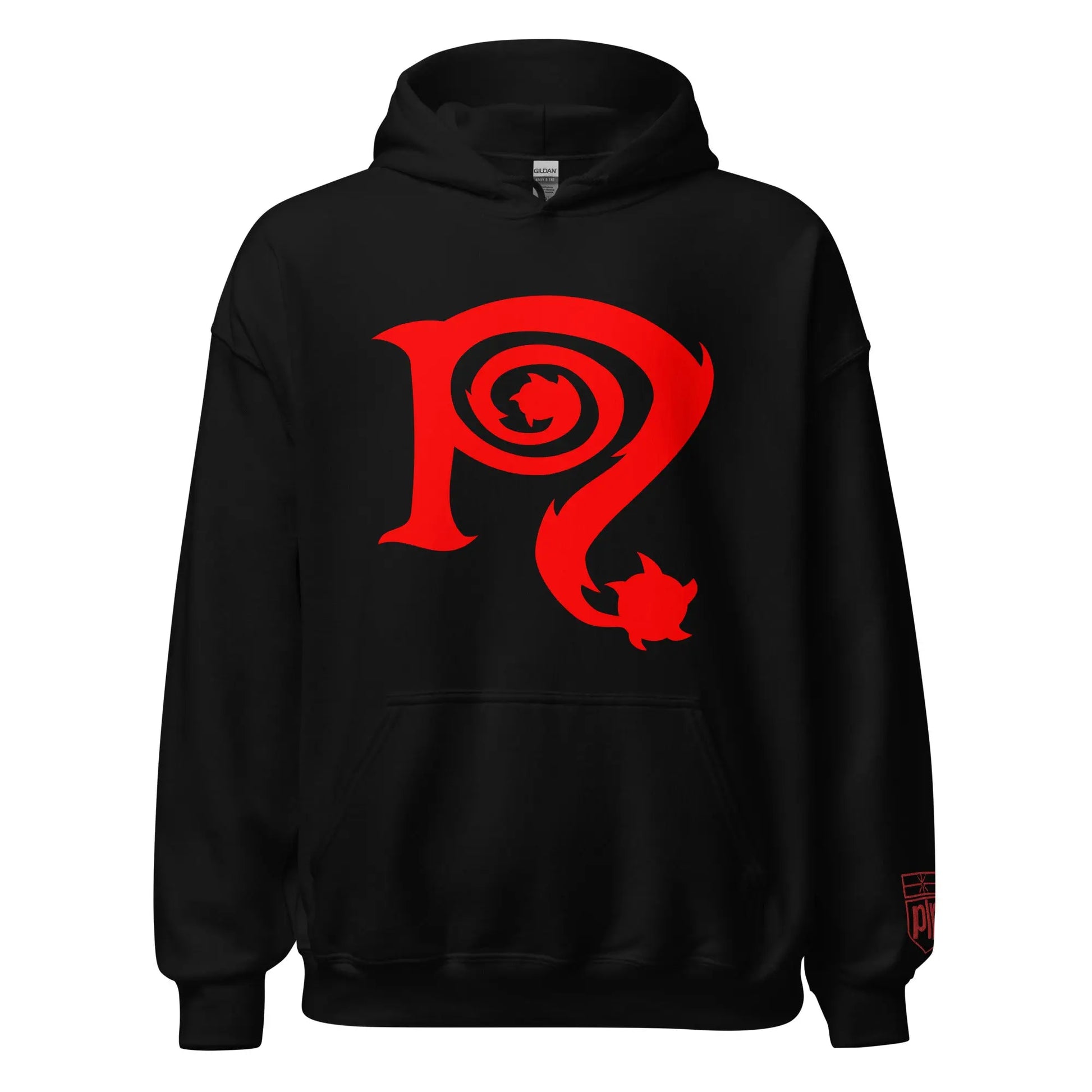 Red N Symbol/Black - Hoodie - Gilden Heavyweight NECRO SUPER STORE