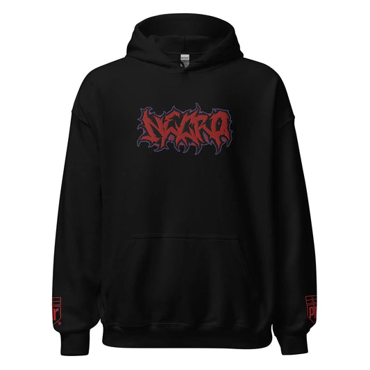 Necro - Red/Purple Logo - Hoodie - Gilden Heavyweight - Embroidered Front & Arms - Print On Back NECRO SUPER STORE