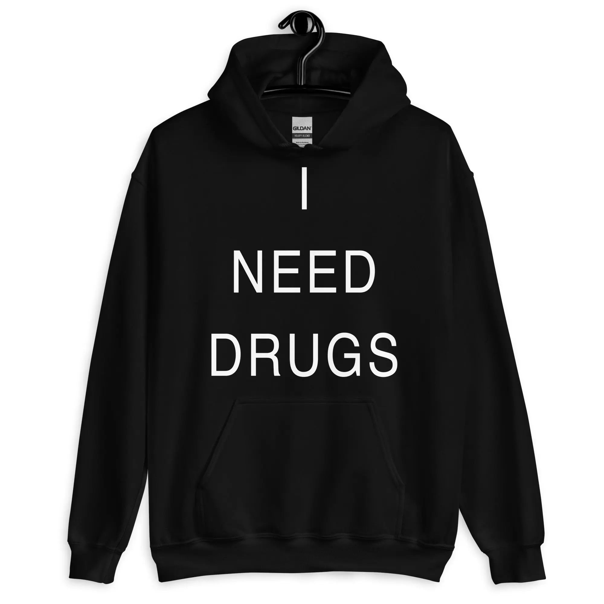 Necro - I Need Drugs OG design - Black Hoodie - Gilden Heavyweight 