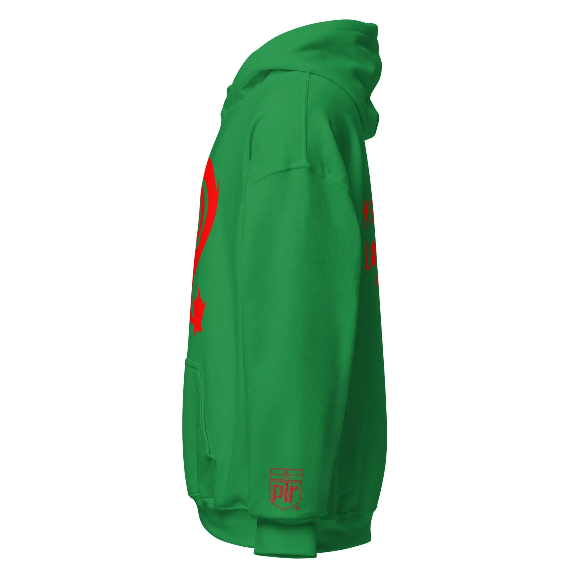 Necro - Red N Symbol/Green - Christmas Colors - Hoodie - Gilden Heavyweight - Front & Back Prints w/ Embroidery On Arm NECRO SUPER STORE