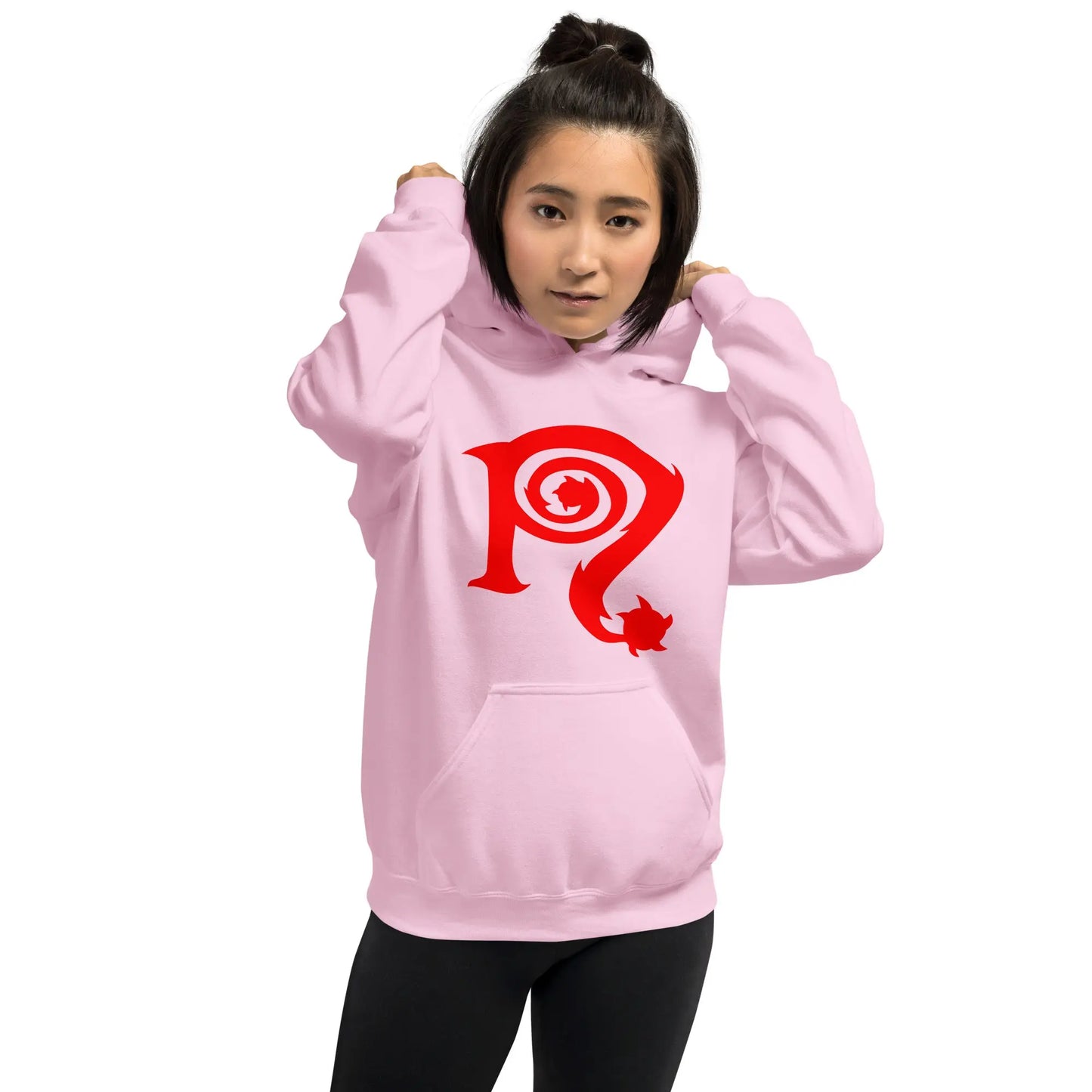 Necro - Red N Symbol/Pink - Hoodie - Gilden Heavyweight - Front & Back Prints w/ Embroidery On Arm NECRO SUPER STORE