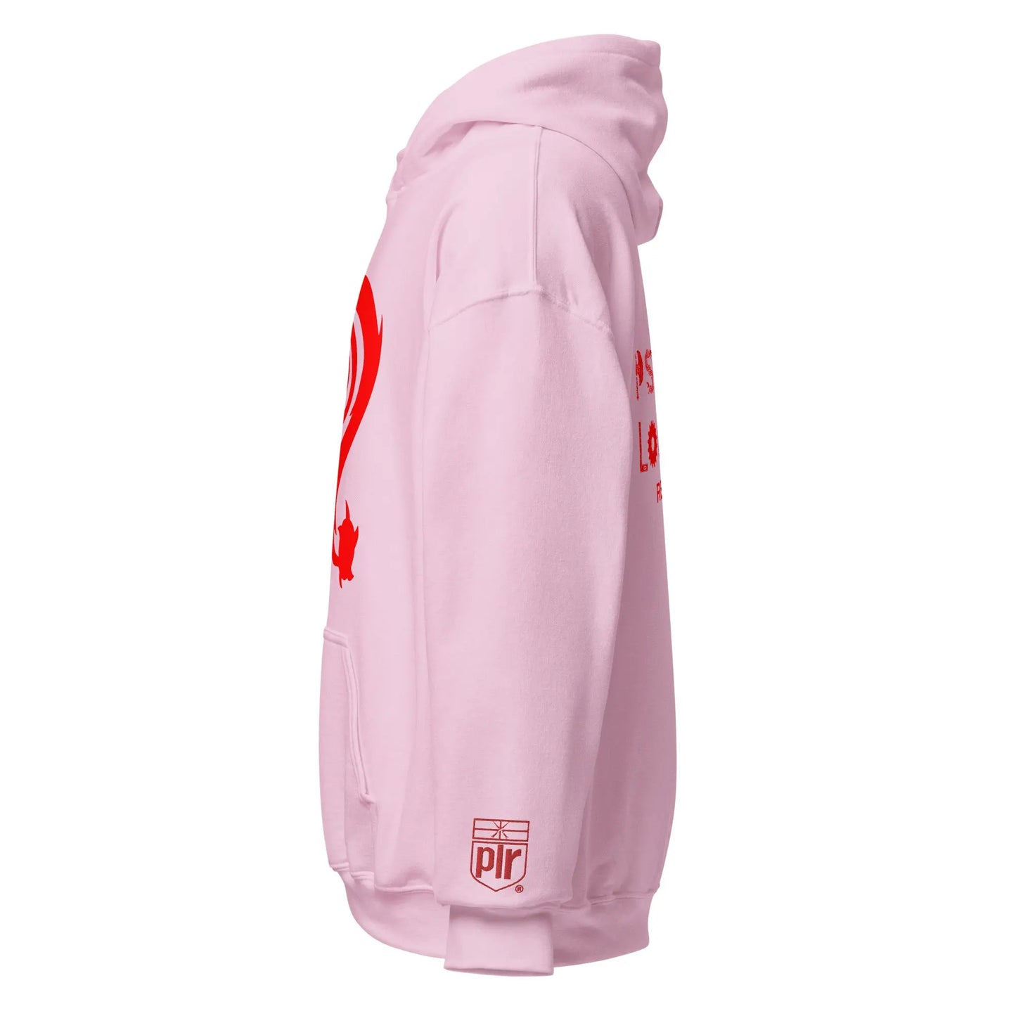 Necro - Red N Symbol/Pink - Hoodie - Gilden Heavyweight - Front & Back Prints w/ Embroidery On Arm NECRO SUPER STORE