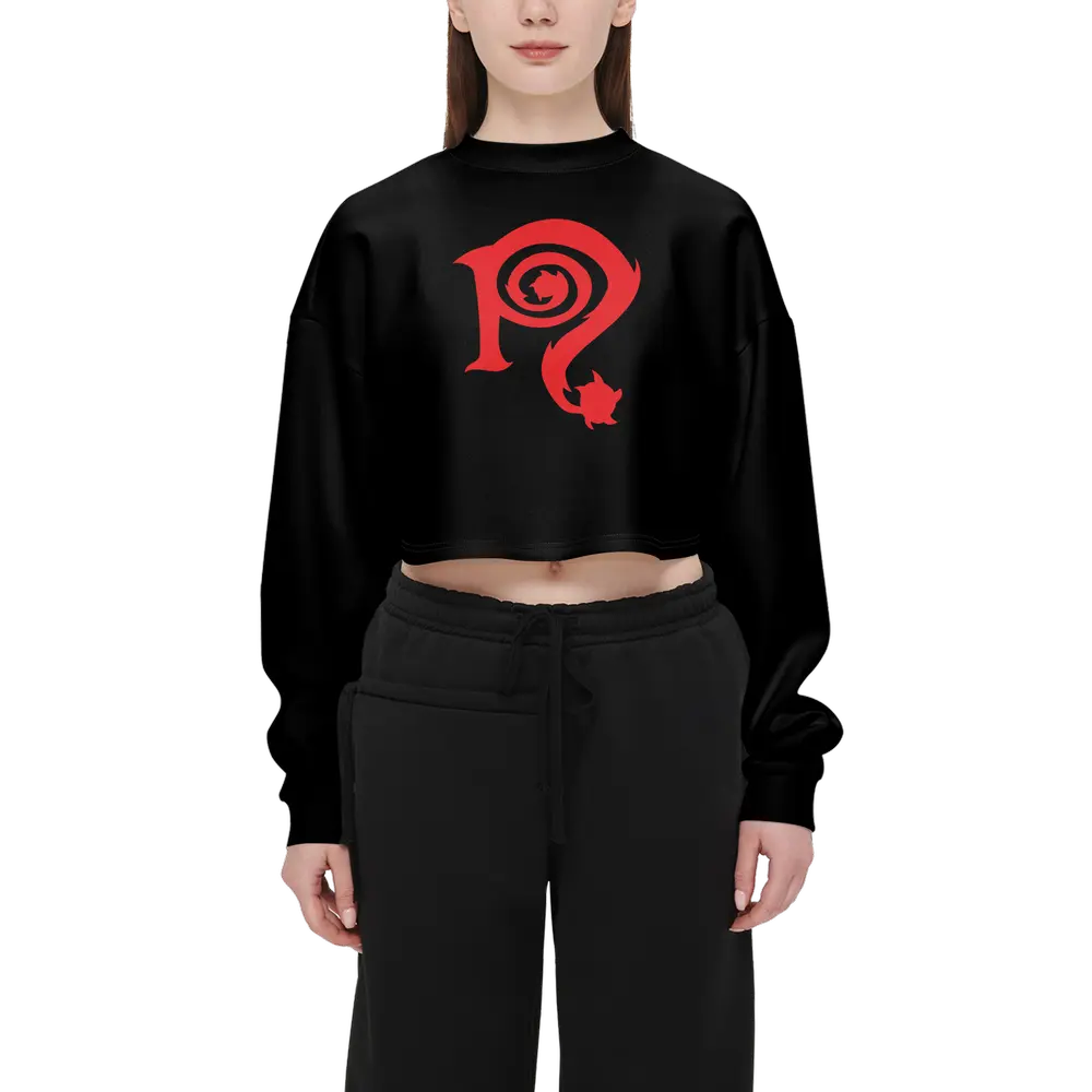 Necro - Red N - Women’s Cropped Crewneck Sweatshirt NECRO SUPER STORE