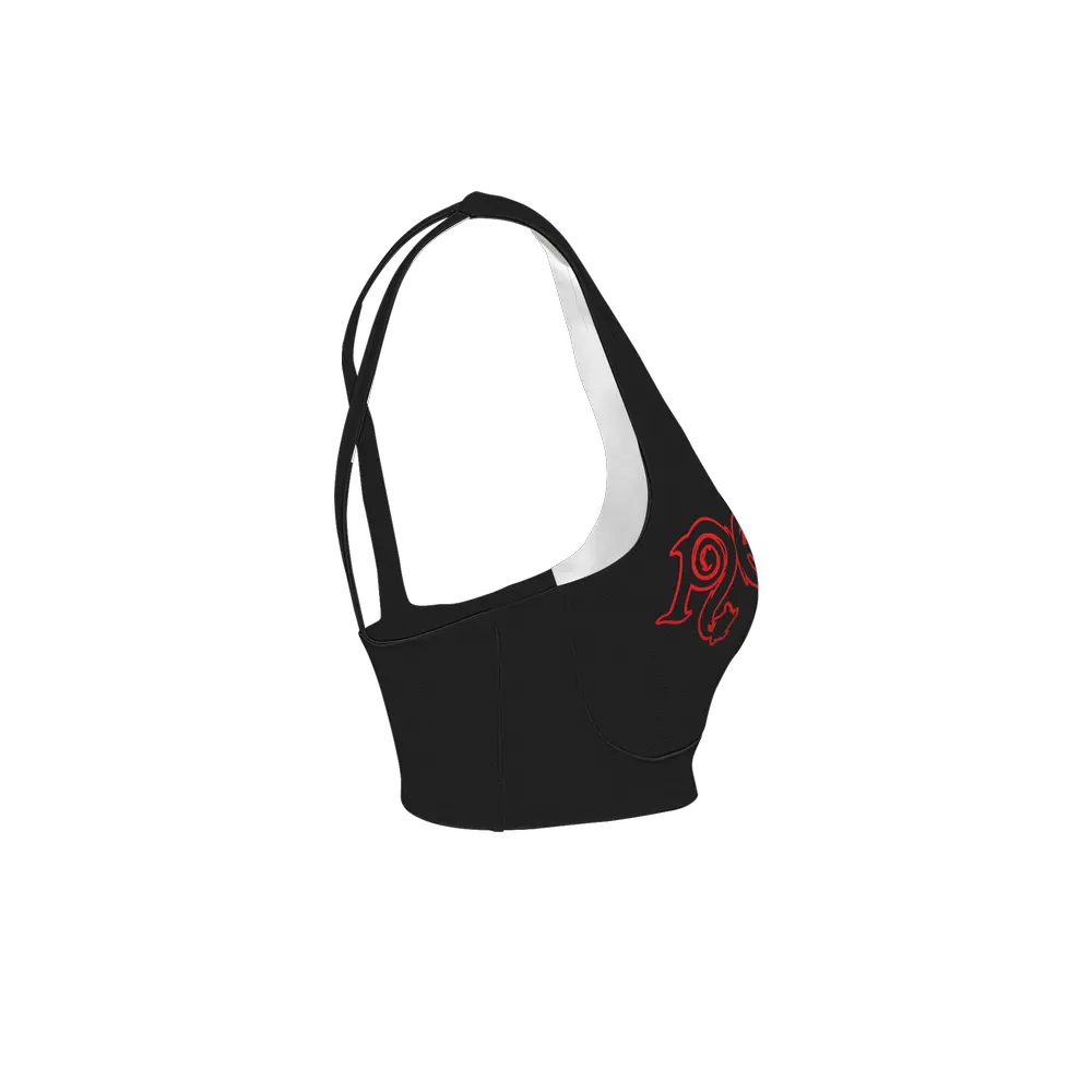 Necro - Blk/Red Necro Logo - Women’s Racerback Sports Bra-Butter Soft Texture NECRO SUPER STORE