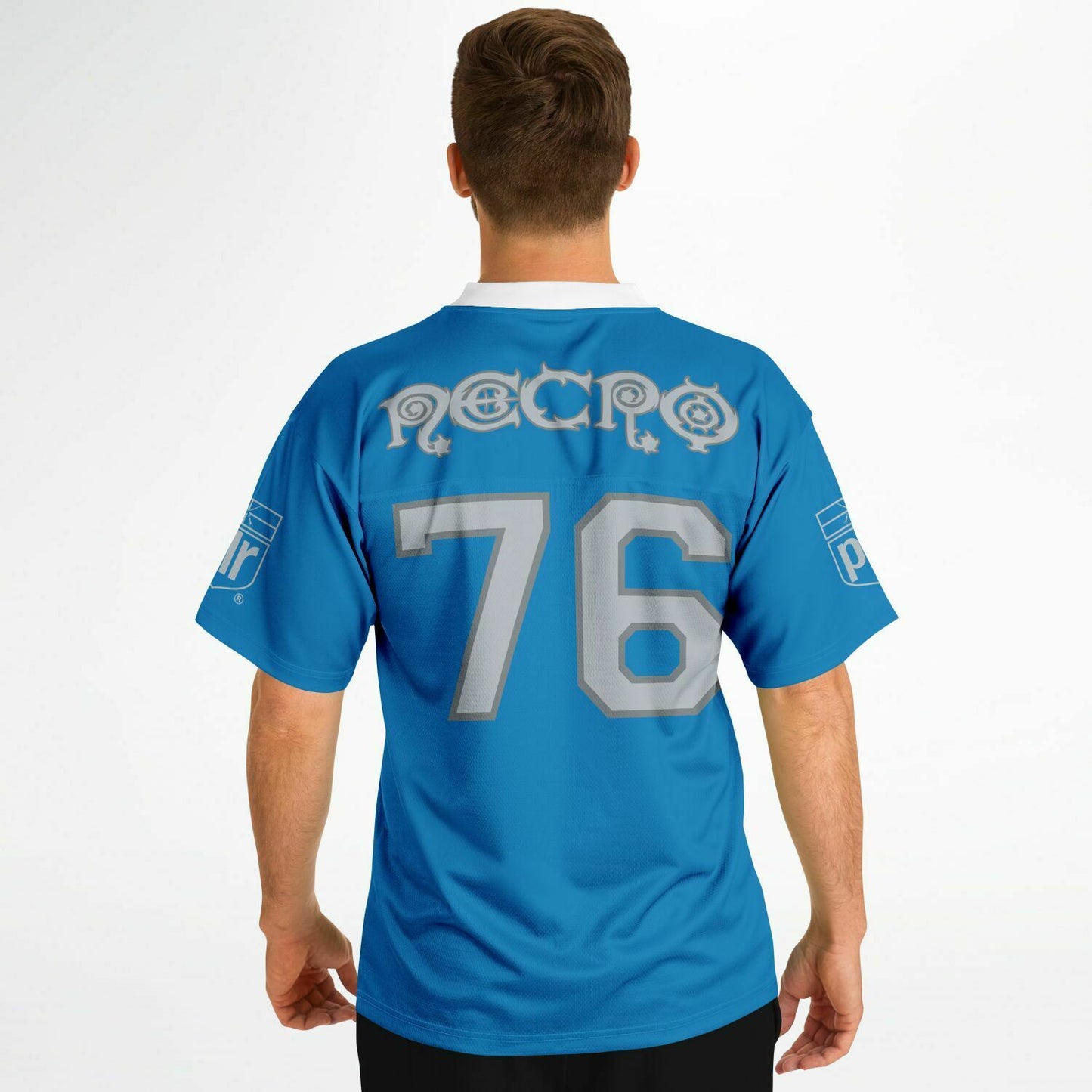 NECRO - N Symbol - Football Jersey  (Detroit Lions Colors)