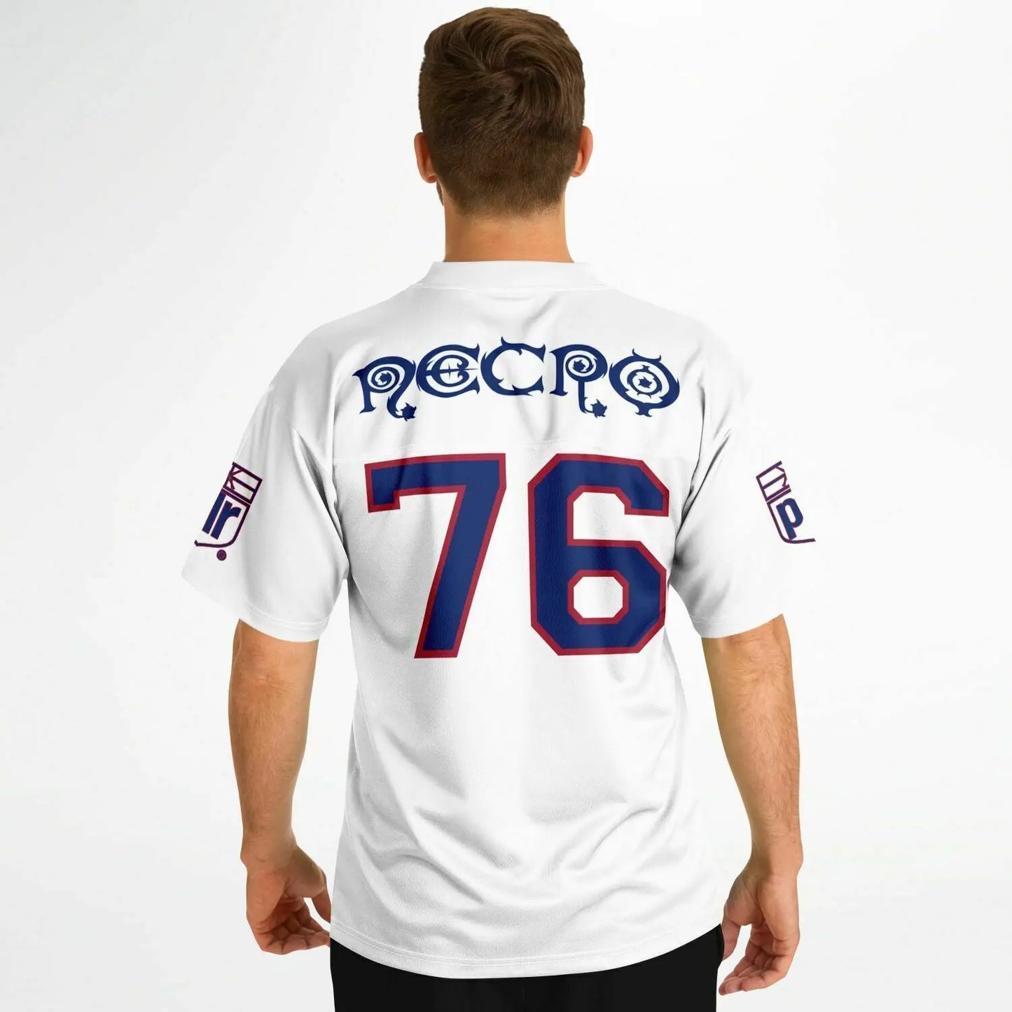 NECRO - N Symbol - Football Jersey  (New York Giants Colors) NECRO SUPER STORE