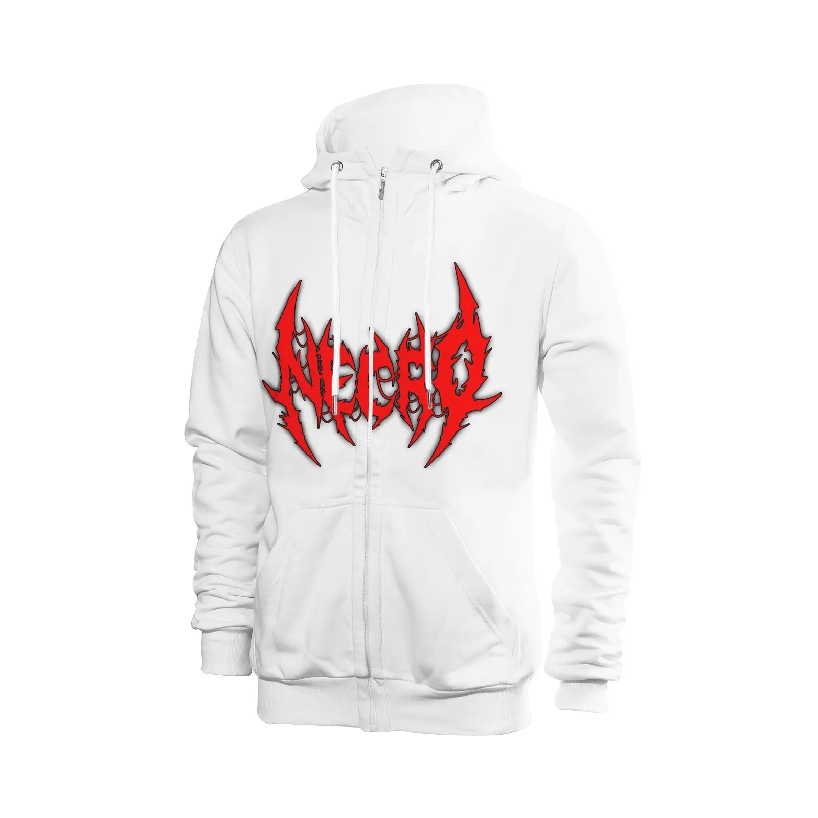 Necro - Red Death Metal Logo / PLR OG Logo - Men's Ultra Soft Zip Hoodie - NECRO SUPER STORE