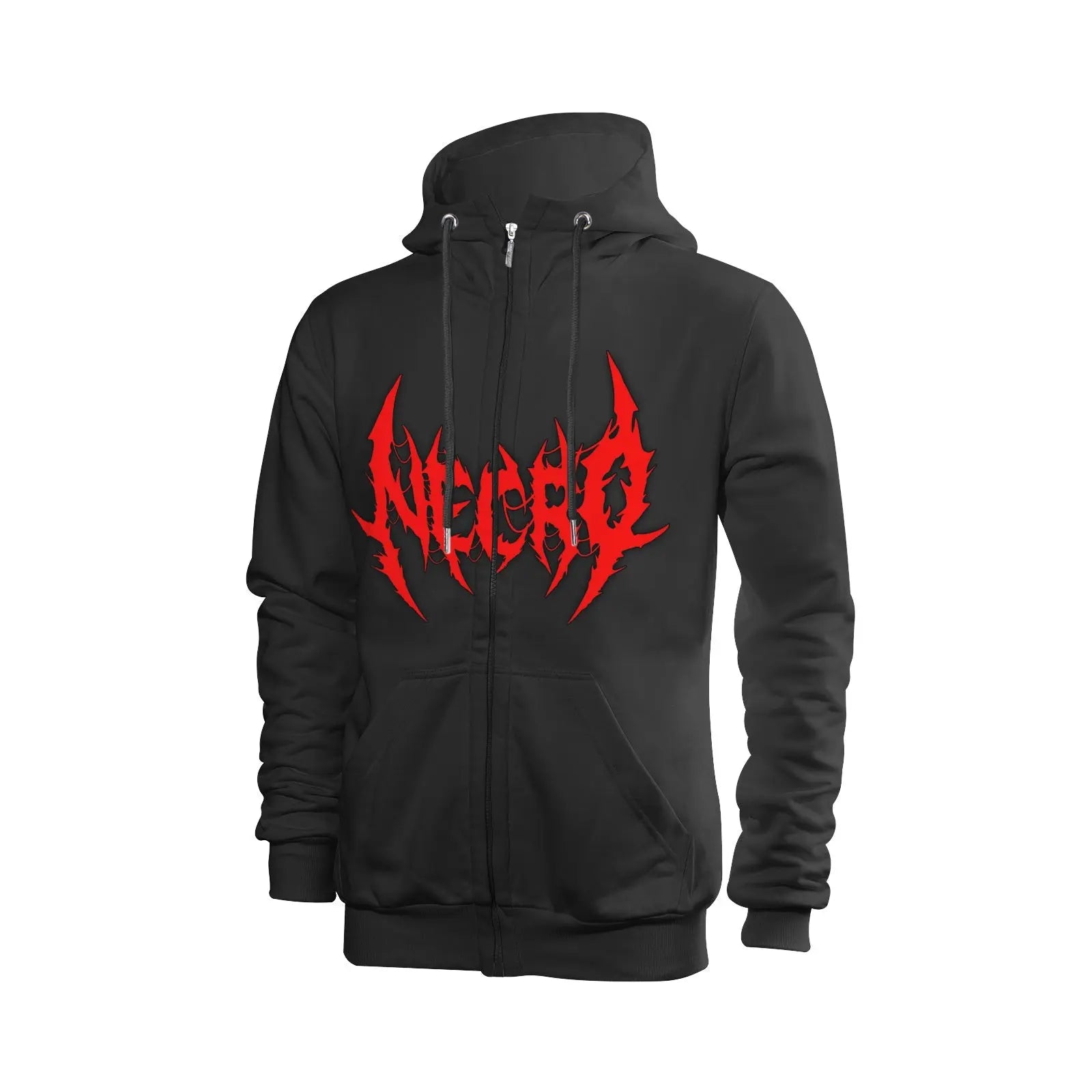 Necro - Red Death Metal Logo / PLR OG Logo - Men's Ultra Soft Zip Hoodie - NECRO SUPER STORE