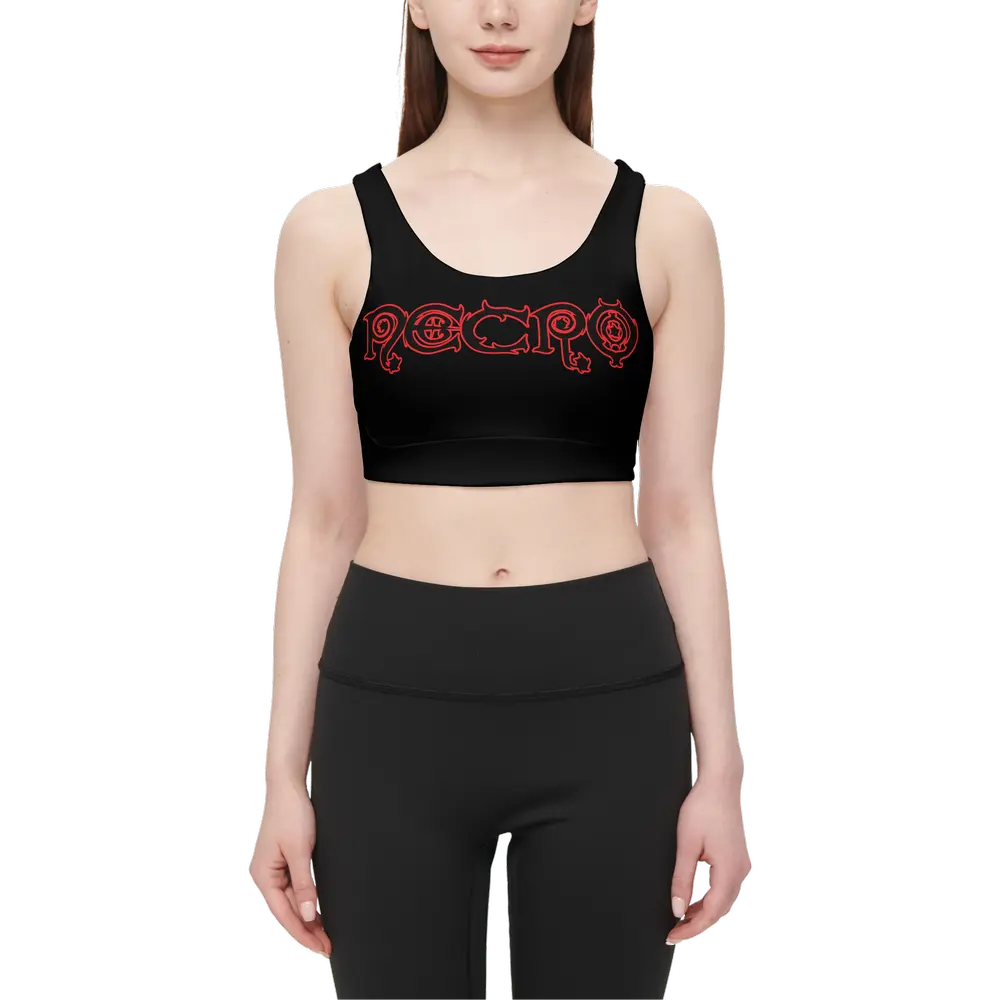 Necro - Blk/Red Necro Logo - Women’s Racerback Sports Bra-Butter Soft Texture NECRO SUPER STORE