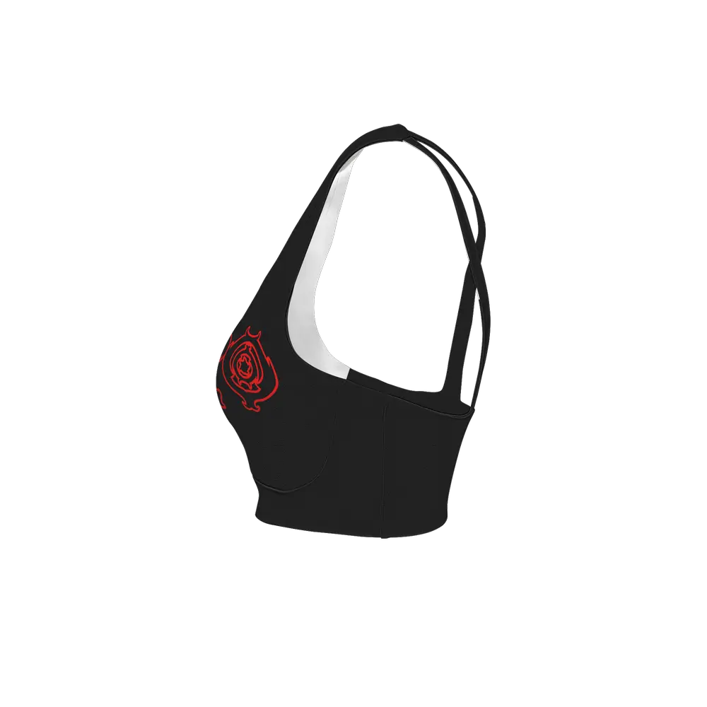 Necro - Blk/Red Necro Logo - Women’s Racerback Sports Bra-Butter Soft Texture NECRO SUPER STORE