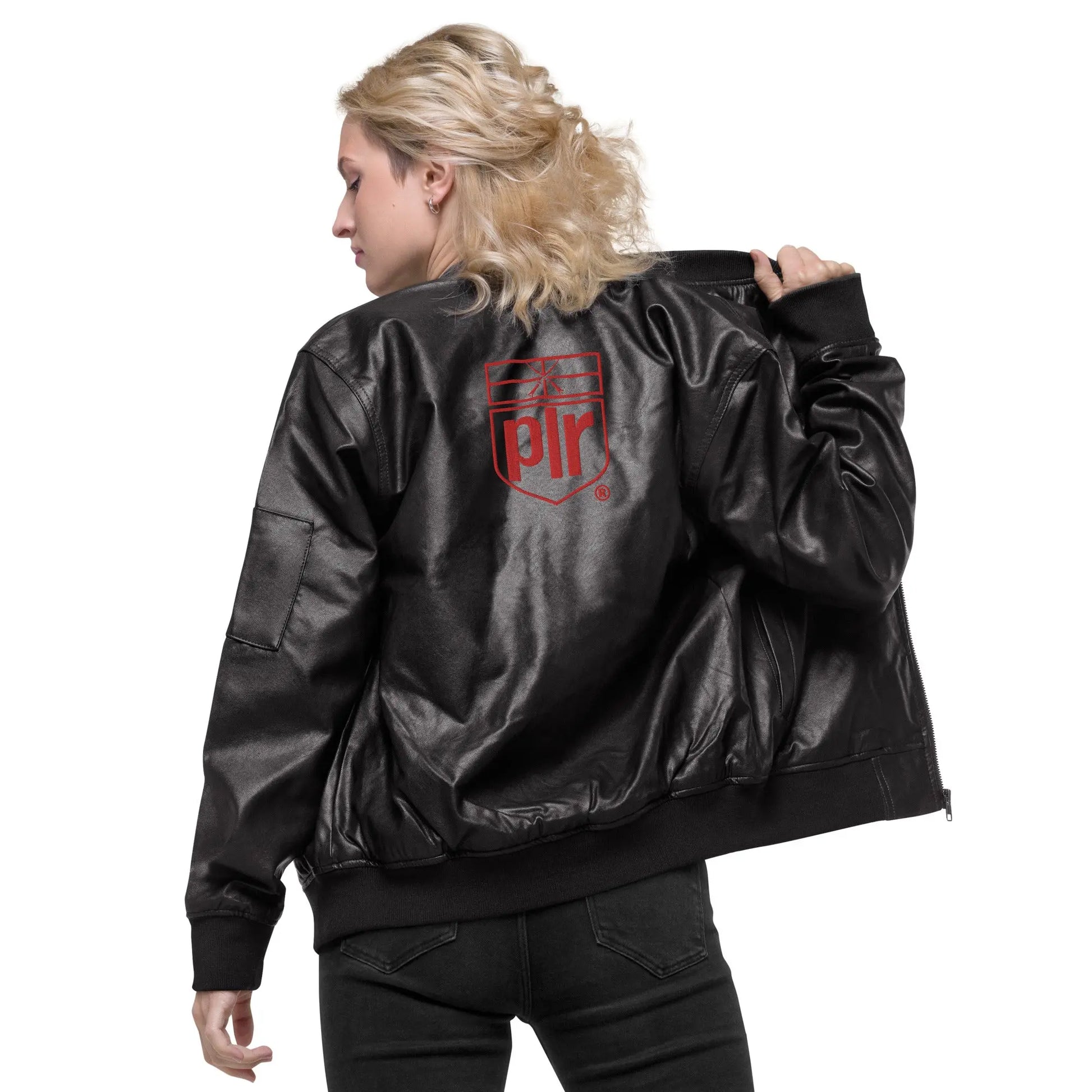 Necro - Dark Red N - Leather Bomber Jacket - Embroidered NECRO SUPER STORE