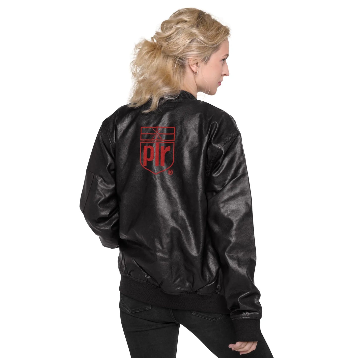 Necro - Dark Red N - Leather Bomber Jacket - Embroidered NECRO SUPER STORE