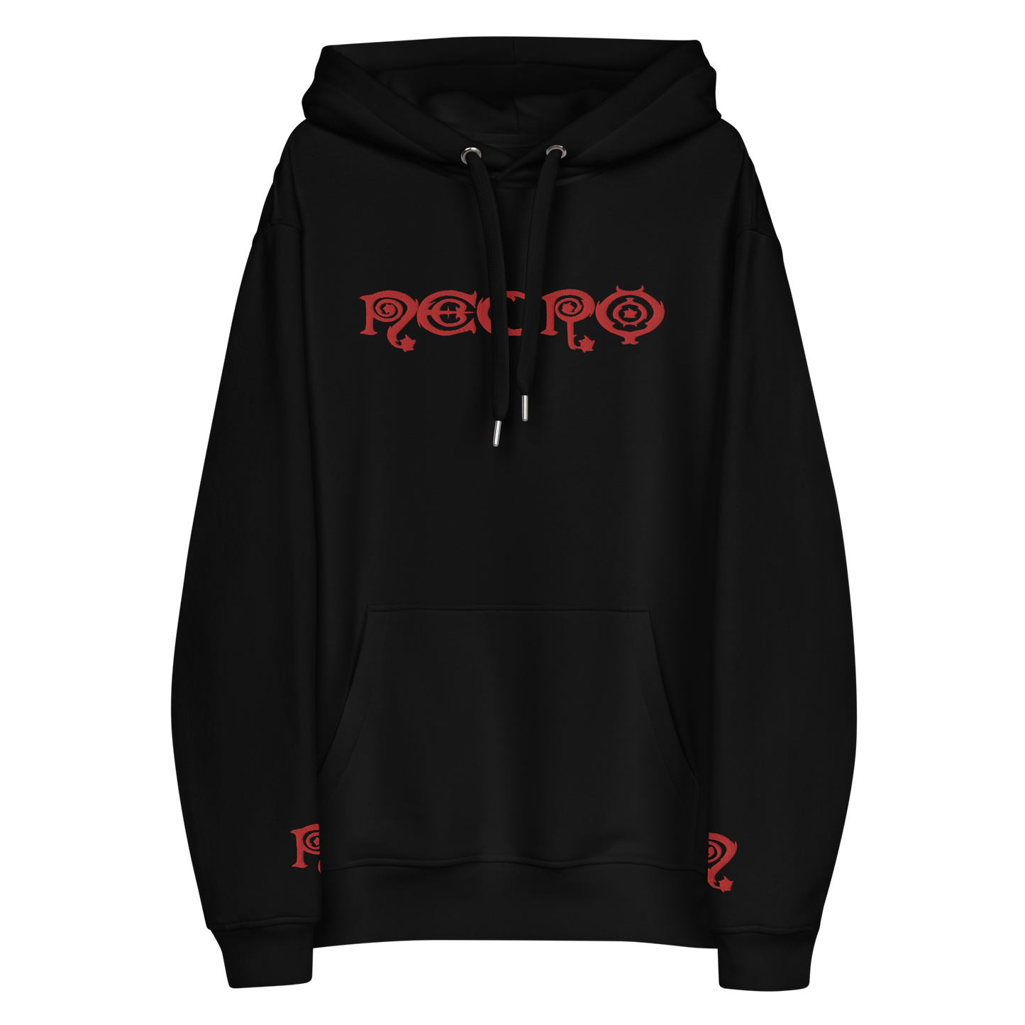 Necro - Red Logo - Premium Eco Hoodie - Embroidered