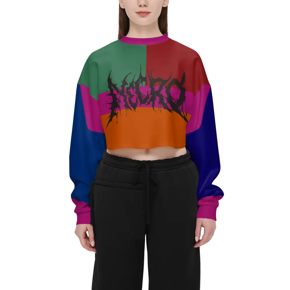 Necro - Black Death Metal Logo - Women’s Cropped Crewneck Sweatshirt NECRO SUPER STORE